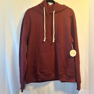 PACT Unisex Hoodie Raisin Organic Cotton Pullover Sweatshirt Size L NWT